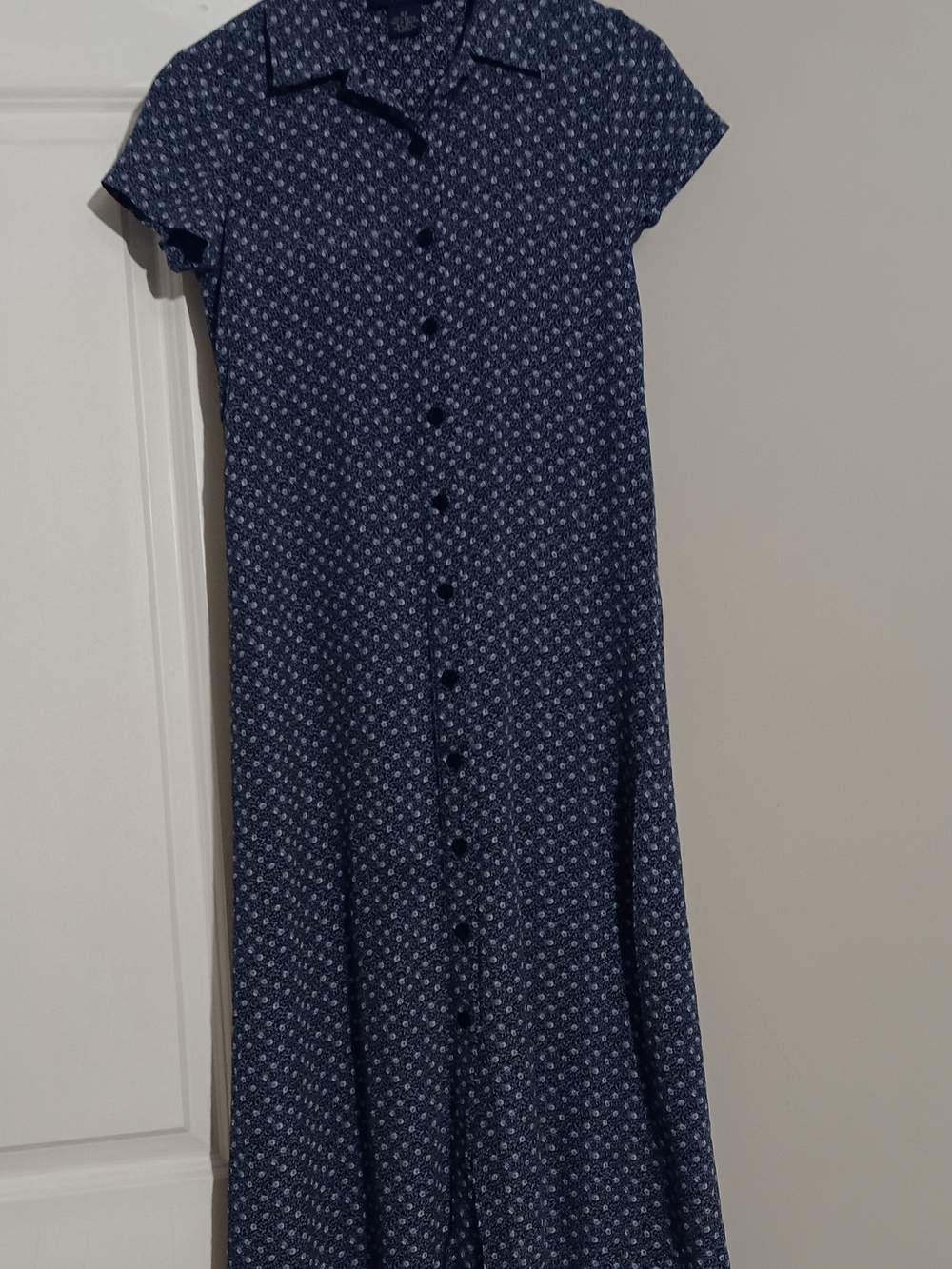 Charter Club Navy Blue Short-Sleeve Button-Front Midi Dress